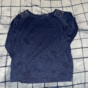 Blue long sleeve with embellished shoulder